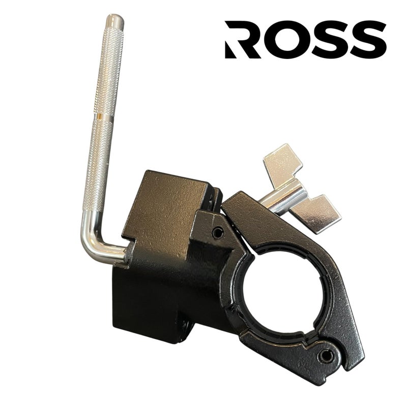 ROSS Drumheads مشبك حامل الطبول ROSS بقرص 1.5 بوصة متعدد الاستخدامات قابل للتعديل مع جرس بقري وتركيب ملحقات مع قضيب L دوار بقطر 10.5 مم وكرة مفصلية - معدات طبل ثقيلة لتحضير الطبول، كتلة الجاز، وسادة الطبول الإلكترونية - Image 3